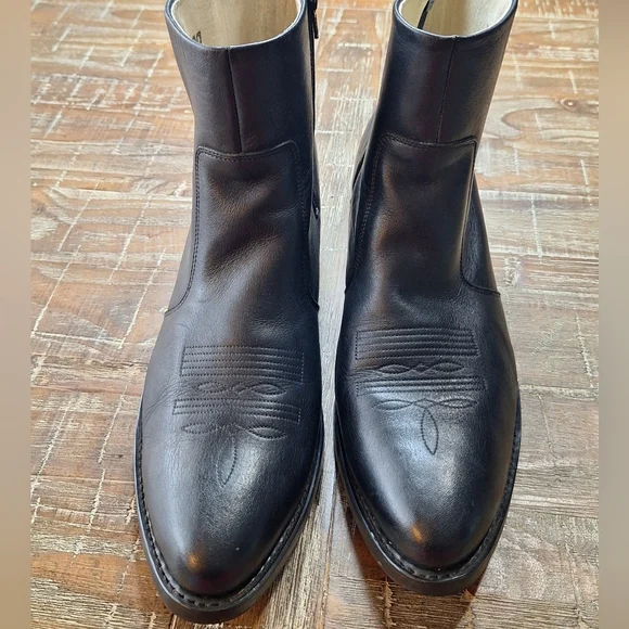 DURANGO TR820 Black Leather Side Zip Boots Men 13D Western Dress Boot Short